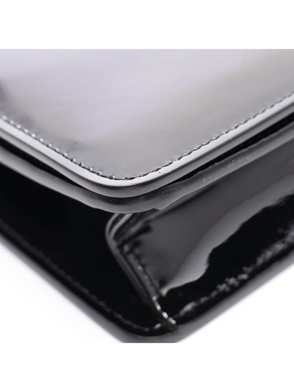 Saint Laurent Paris Clutch Baguette Pouch Metallic Black Patent Leather - Picture 7 of 9